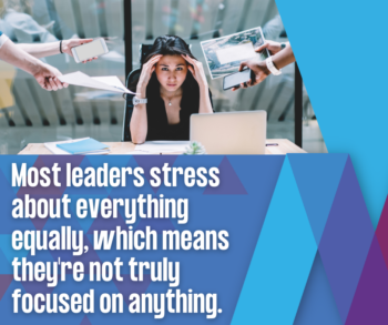 Overwhelmed female leader at desk with multiple hands reaching toward her - leadership stress and perfectionism concept